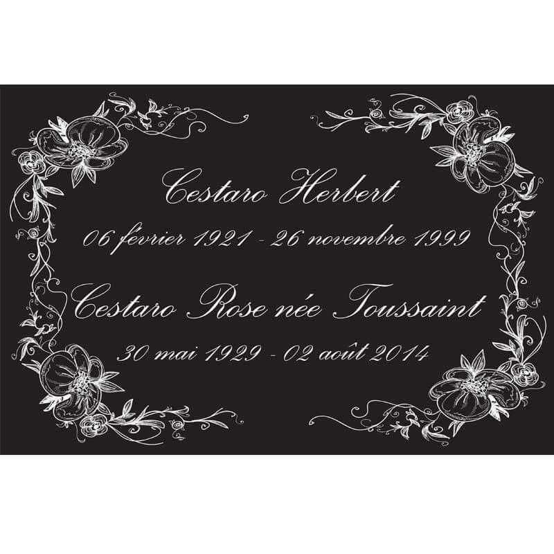 plaque funéraire avec couronne de fleurs plaque funéraire avec couronne de fleurs
