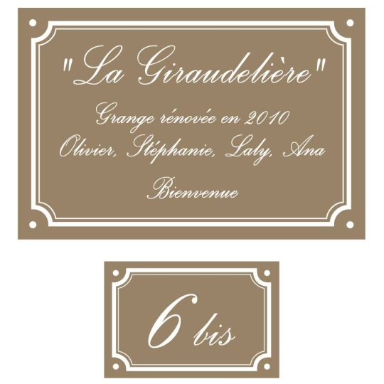 Plaque émaillée + numéro assorti avec liseret | Plaque Personnalisée