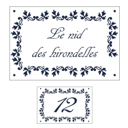 1 plaque + 1 numéro de maison emaillé Fleuri | Plaque Personnalisée