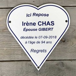 Plaque funéraire coeur émaillée