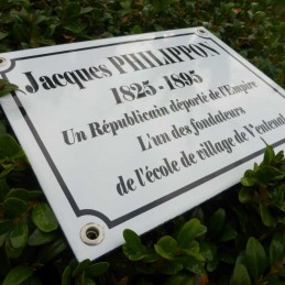 Plaque émaillée funéraire blanche