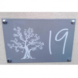 Plaque maison adresse numero personnalisable vintage feuilles nature -  Plaques adresse/Plaques numero rectangle - creosoleil