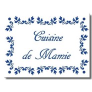 Plaque émaillée Fleurs bleues