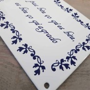 Plaque émaillée Fleurs bleues