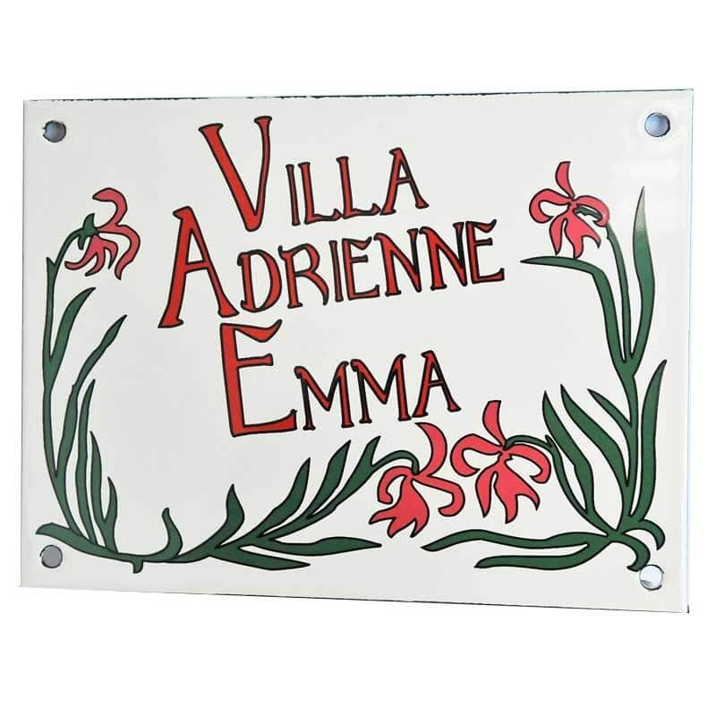 Plaque émail retro deco fleurs Plaque émail retro deco fleurs