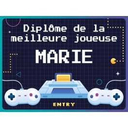 Plaque Diplôme Jeux vidéos personnalisable | Plaque Personnalisée