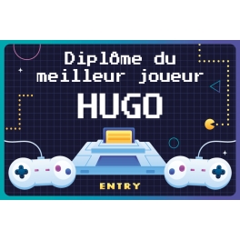 Plaque Diplôme Jeux vidéos personnalisable | Plaque Personnalisée