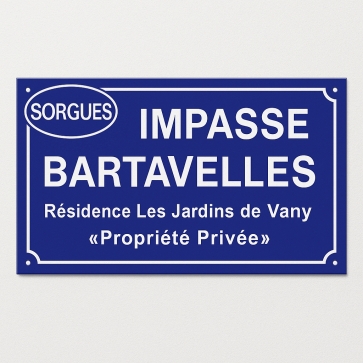 Plaque de rue émaillée Ville
