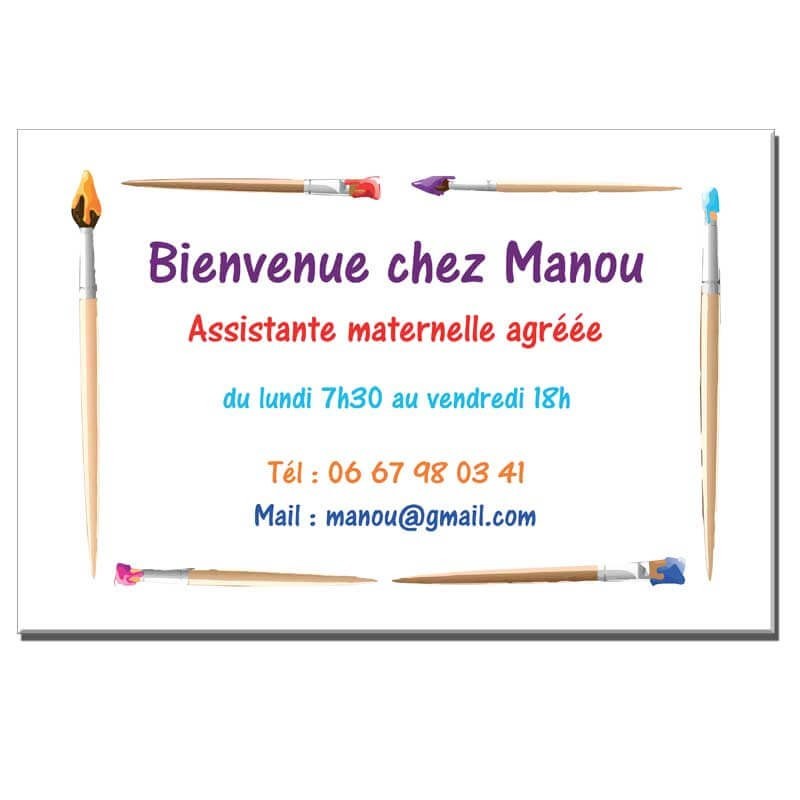 Plaque Assistante Maternelle thème Pinceaux Plaque Assistante Maternelle thème Pinceaux