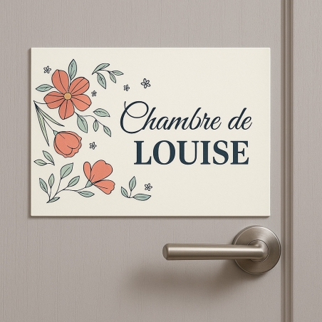 Plaque de porte enfant avec fleurs | Plaque Personnalisée