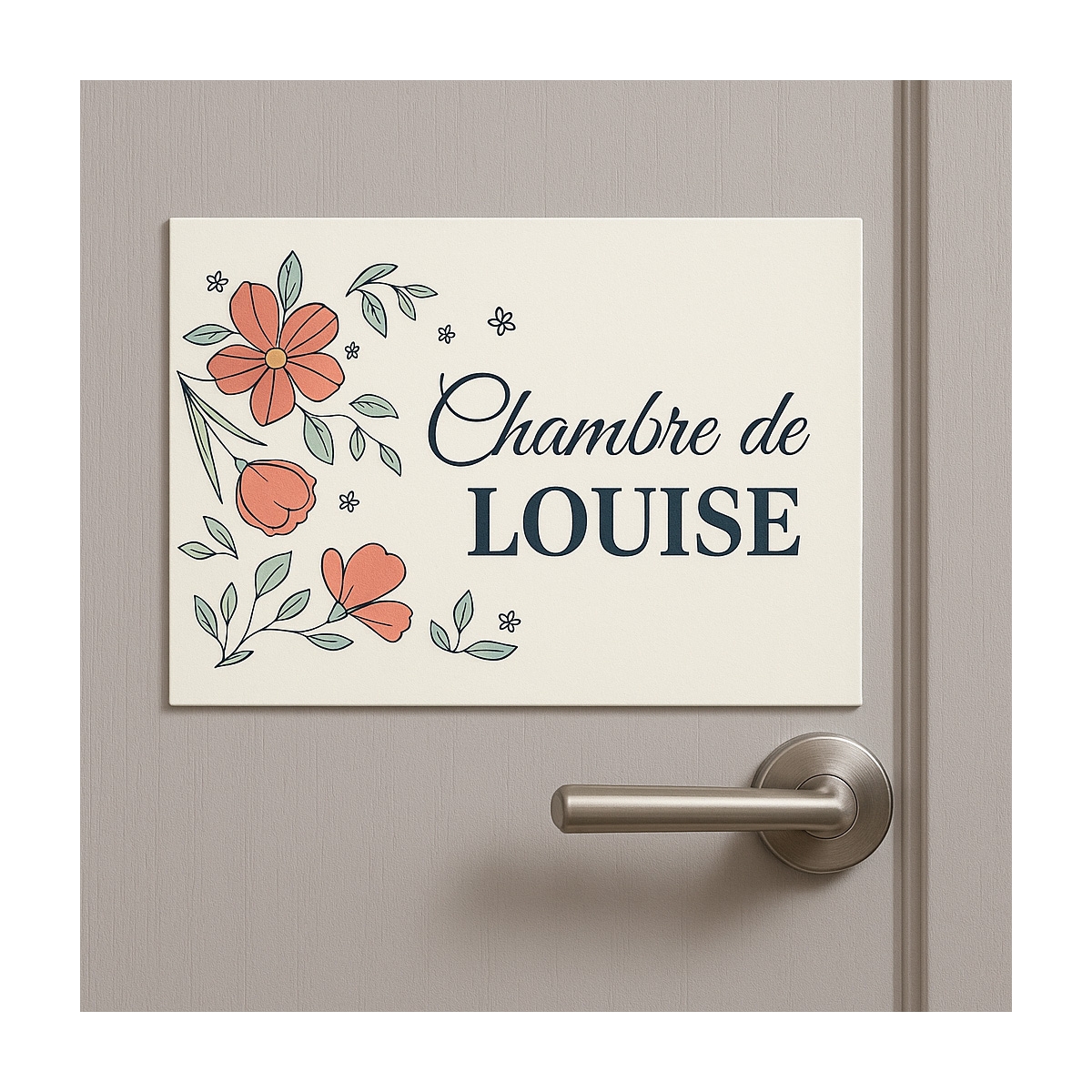 Plaque de porte enfant avec fleurs | Plaque Personnalisée