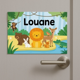 Plaque de porte enfant avec animaux savane | Plaque Personnalisée