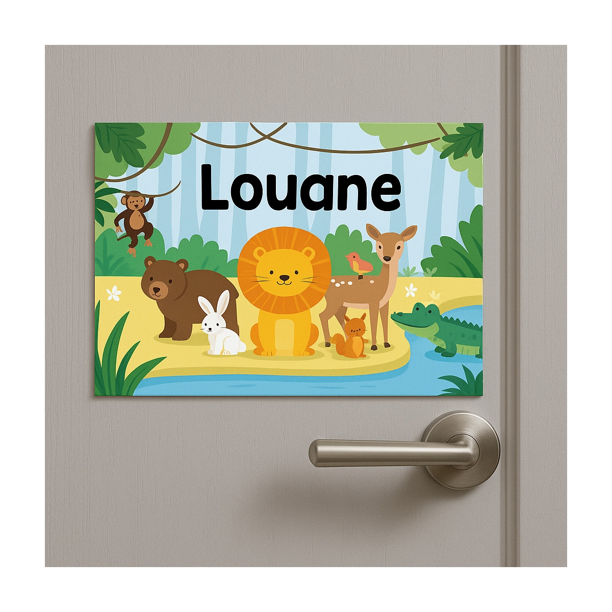Plaque de porte enfant avec animaux savane | Plaque Personnalisée