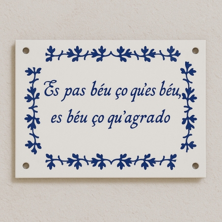Plaque émaillée Fleurs bleues
