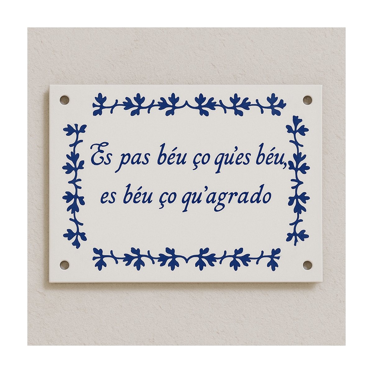 Plaque émaillée Fleurs bleues