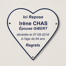 Plaque émaillée funéraire coeur