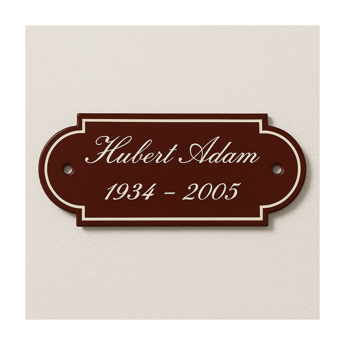 Plaque funéraire émaillée avec oreilles