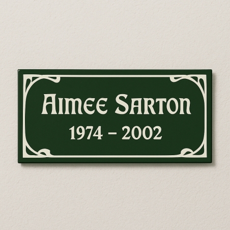 Plaque gravée émaillée funéraires liseré art | Plaque Personnalisée