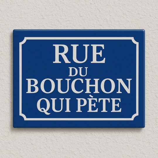 Plaque de rue RUE DU BOUCHON QUI PETE