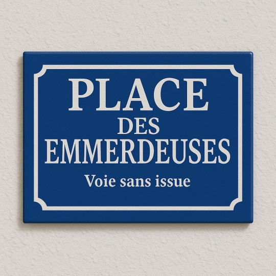 Plaque de rue RUE EMMERDEUSE