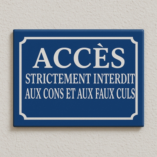 Plaque de rue ACCES INTERDIT HUMOUR