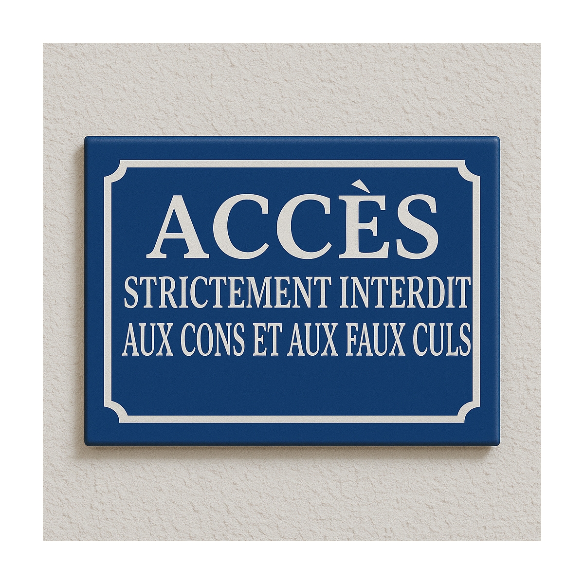 Plaque de rue ACCES INTERDIT HUMOUR