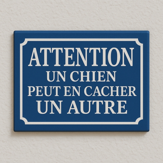 Plaque de rue UN CHIEN PEUT EN CACHER UN AUTRE