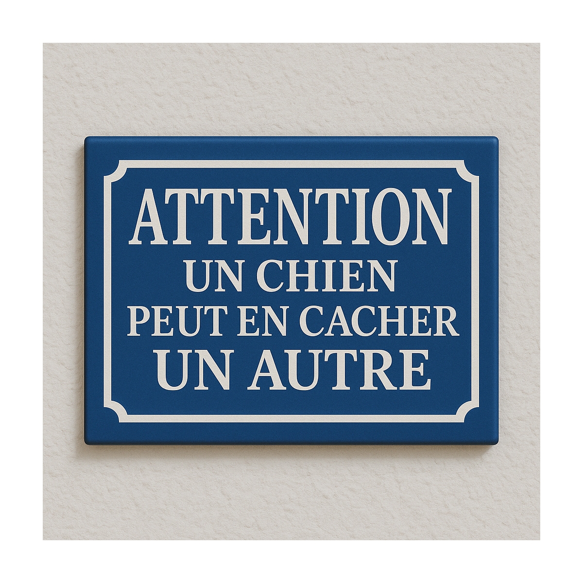 Plaque de rue UN CHIEN PEUT EN CACHER UN AUTRE
