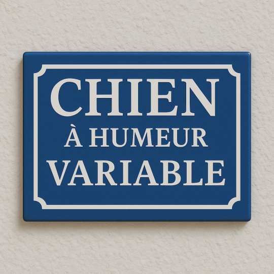 Plaque de rue CHIEN A HUMEUR VARIABLE