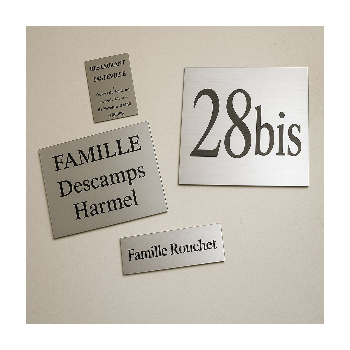 Plaque de porte maison - gravure sur aluminium - Signalétique en ligne