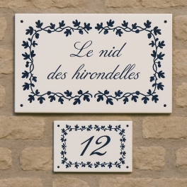 1 plaque + 1 numéro de maison emaillé Fleuri | Plaque Personnalisée