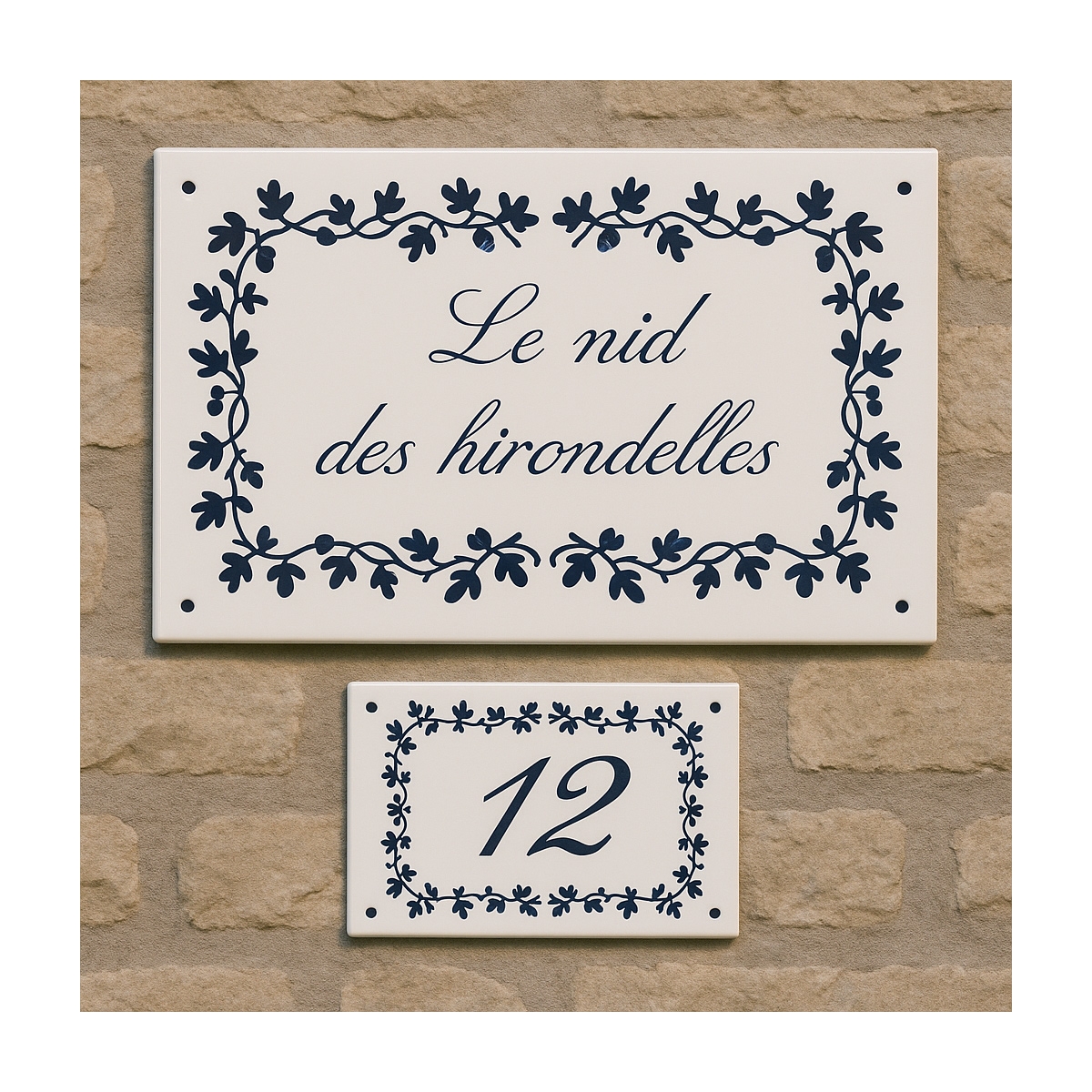 1 plaque + 1 numéro de maison emaillé Fleuri | Plaque Personnalisée