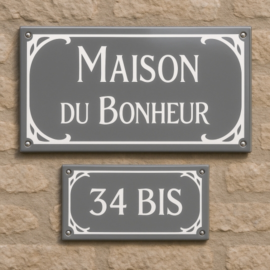 Lot de plaque de maison/ numéro emaillé ART DECO | Plaque Personnalisée