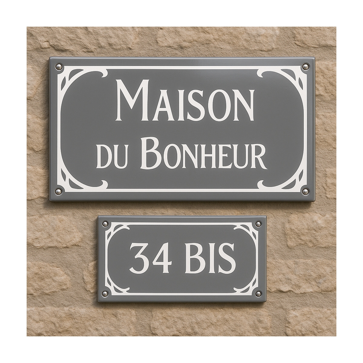 Lot de plaque de maison/ numéro emaillé ART DECO | Plaque Personnalisée