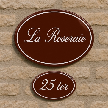 Plaque de Maison / Numéro Assorti Ovale Emaillée | Plaque Personalisée