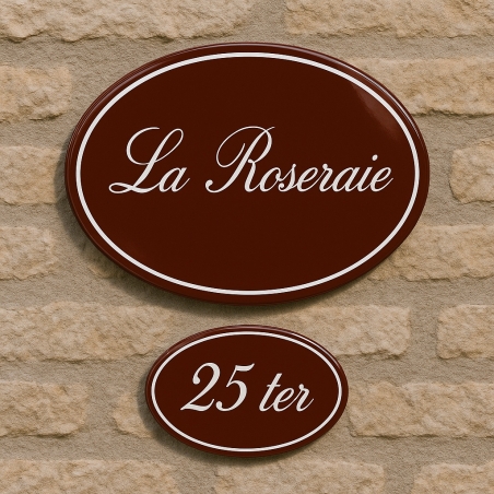 Plaque de Maison / Numéro Assorti Ovale Emaillée | Plaque Personalisée