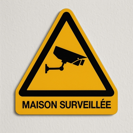 Pancarte de signalisation - Maison sous surveillance - forme triangle