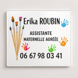 Plaque Assistante maternelle avec image peinture à personnaliser
