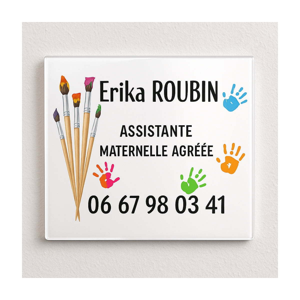 Plaque Assistante maternelle avec image peinture à personnaliser