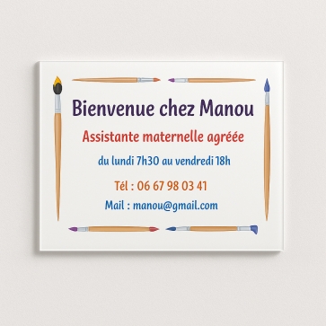 Plaque professionnelle ass mat avec pinceau | Plaque Personnalisée
