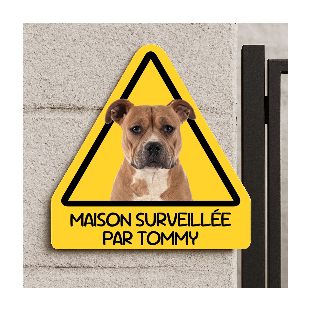 Plaque triangle attention pitbull | Plaque Personnalisée