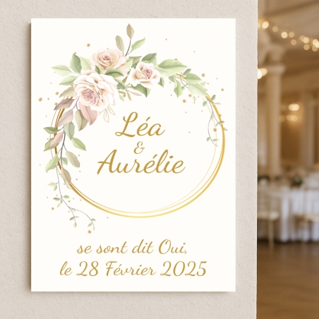 Plaque mariage avec des fleurs | Plaque Personnalisée