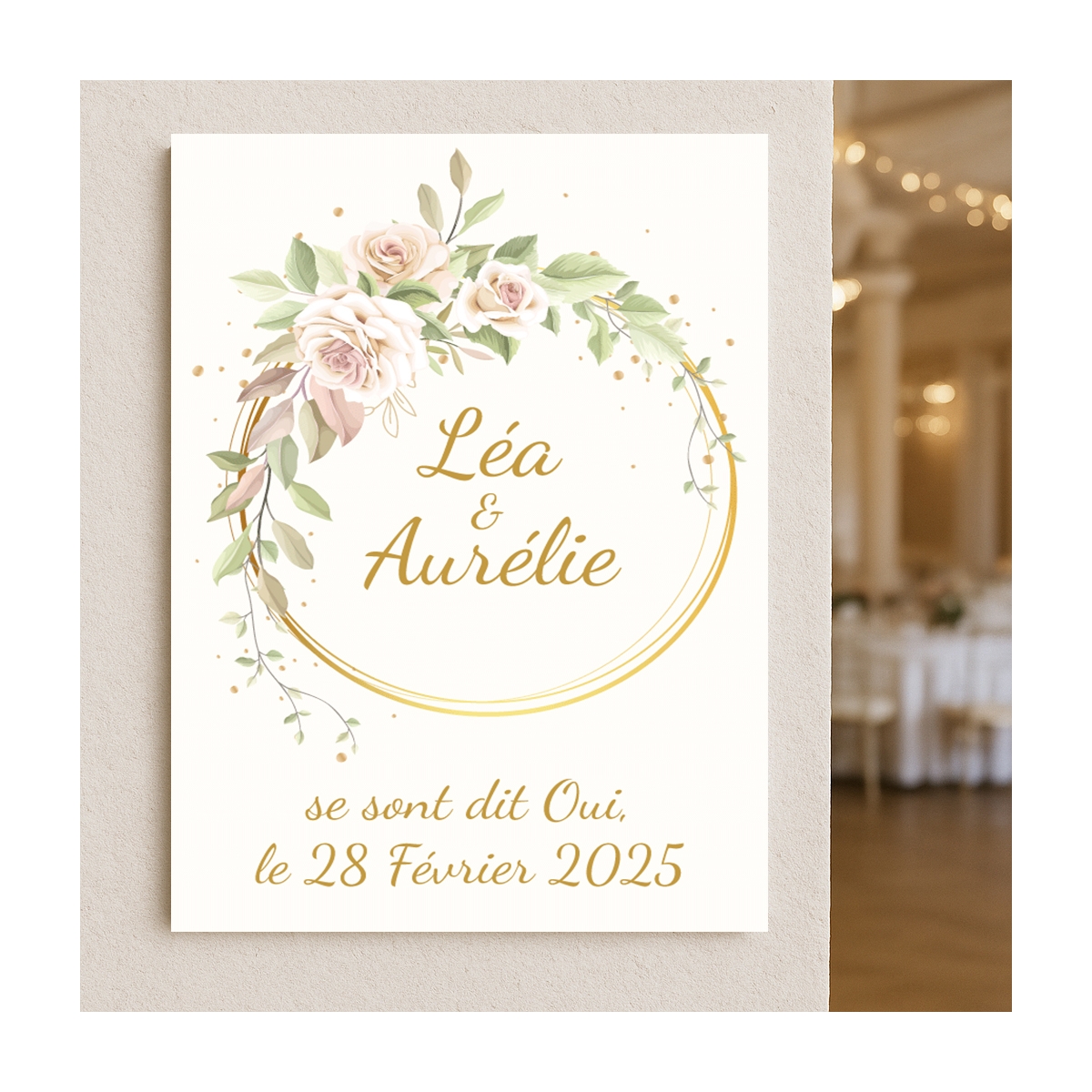 Plaque mariage avec des fleurs | Plaque Personnalisée