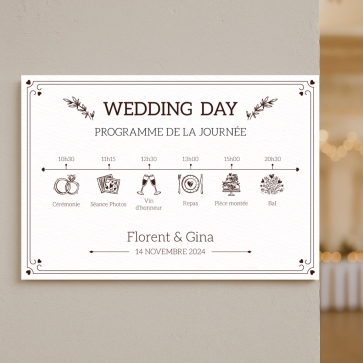 Plaque planning mariage