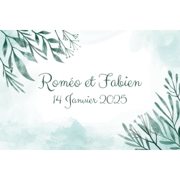 Plaque mariage feuillage à personnaliser | Plaque Personnalisée
