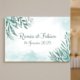 Plaque mariage feuillage à personnaliser | Plaque Personnalisée