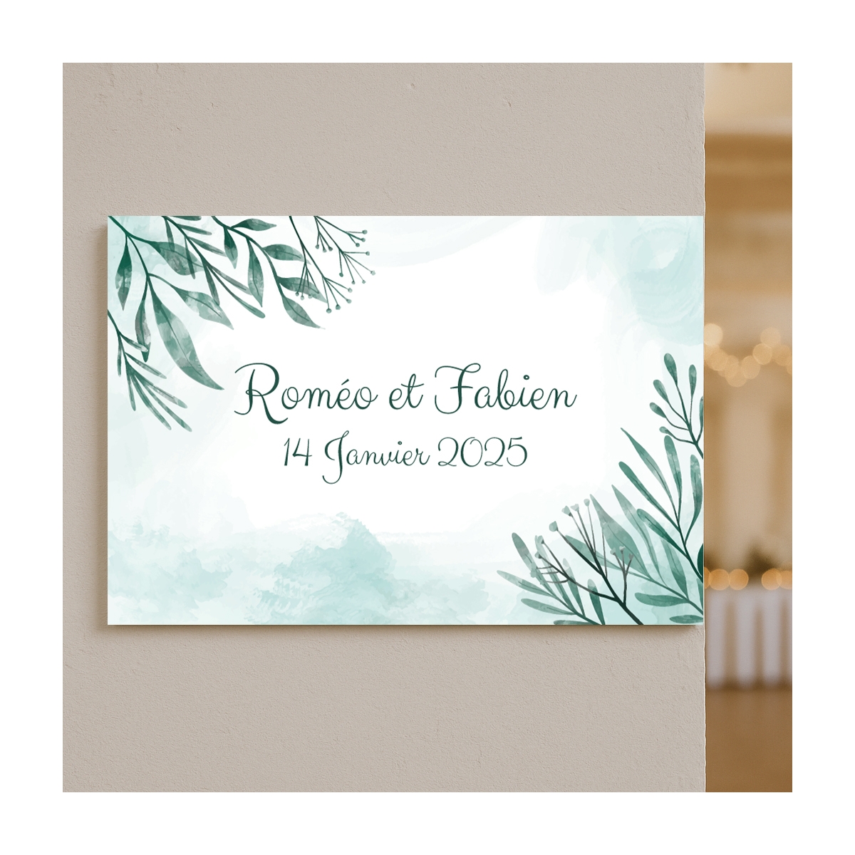 Plaque mariage feuillage à personnaliser | Plaque Personnalisée
