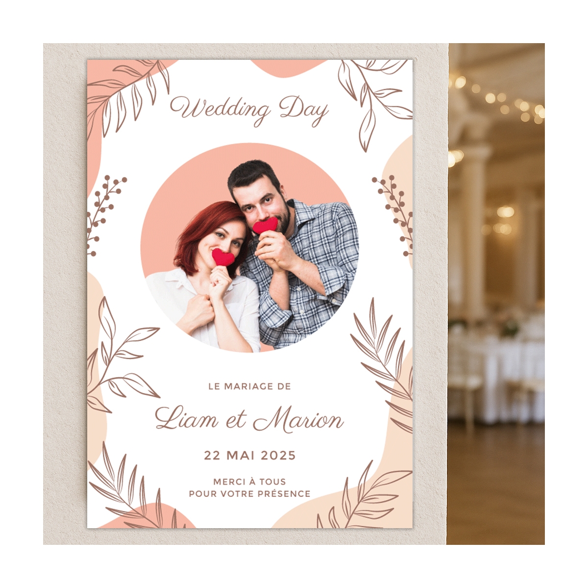 Plaque mariage couleur pastel