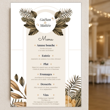 Plaque menu mariage