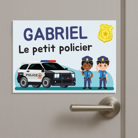 Plaque de porte enfant police | Plaque Personnalisée